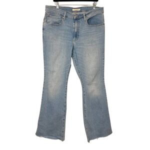 Levi Strauss 726 High Rise Flare Jeans Light Wash Distressed Raw Hem Women 33x32